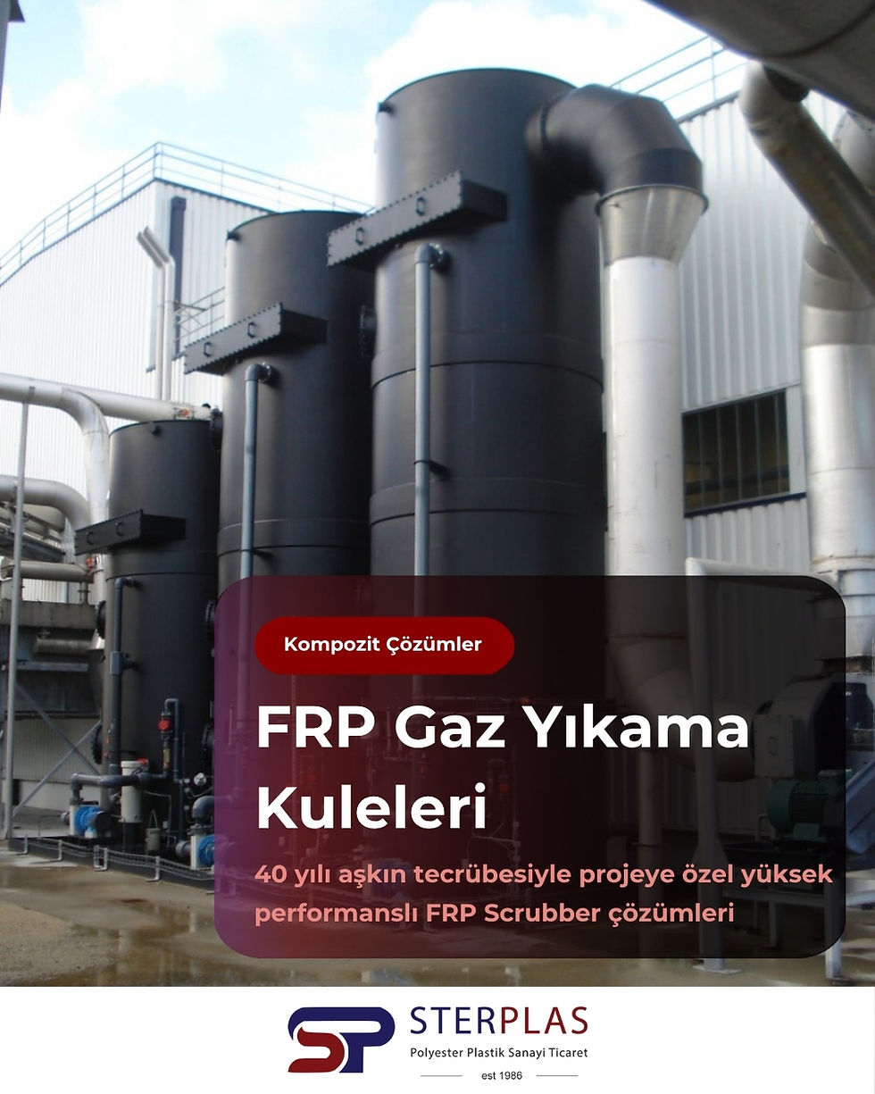 Sterplas tarafından projeye özel üretilen FRP Gaz Yıkama Kulesi (Scrubber Sistemi)