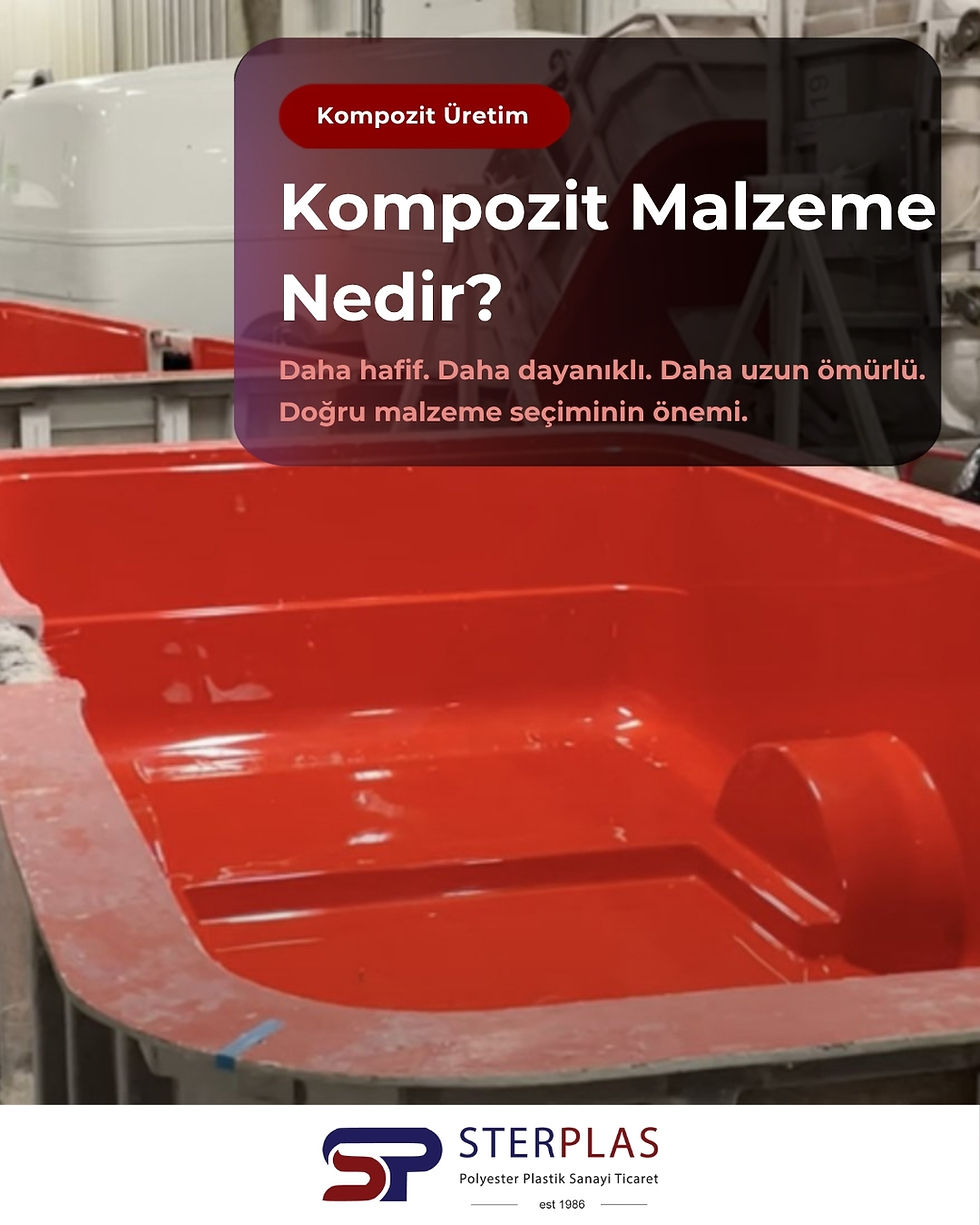 FRP, GRP ve CTP kompozit malzemelerin yapısını ve kullanım alanlarını gösteren endüstriyel kompozit üretim görseli.