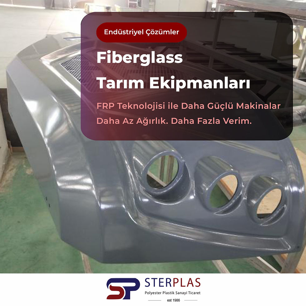 Fiberglass ve kompozit teknolojileri kullanılarak üretilen traktör, biçerdöver ve tarım ekipmanı parçaları.