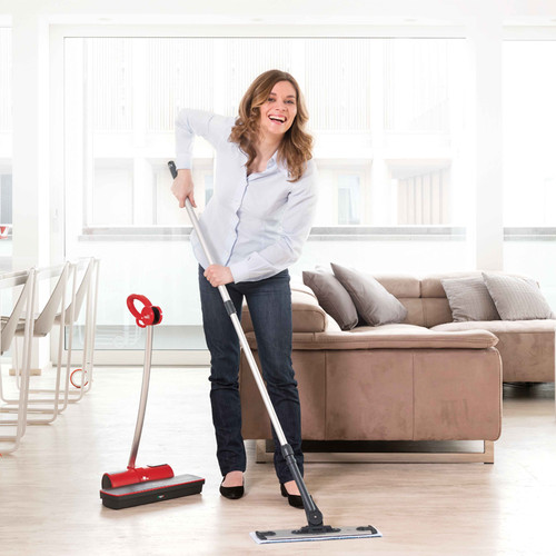 Polti® Moppy Cordless Steam Mop Red with Telescoping Handle