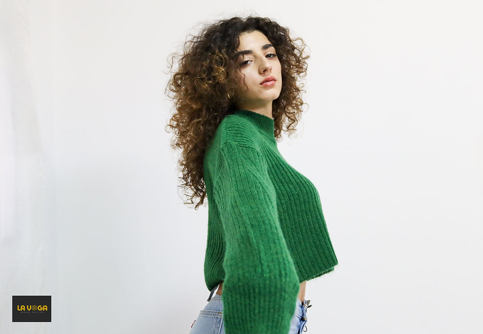 Thumbnail: knit wear green sweater