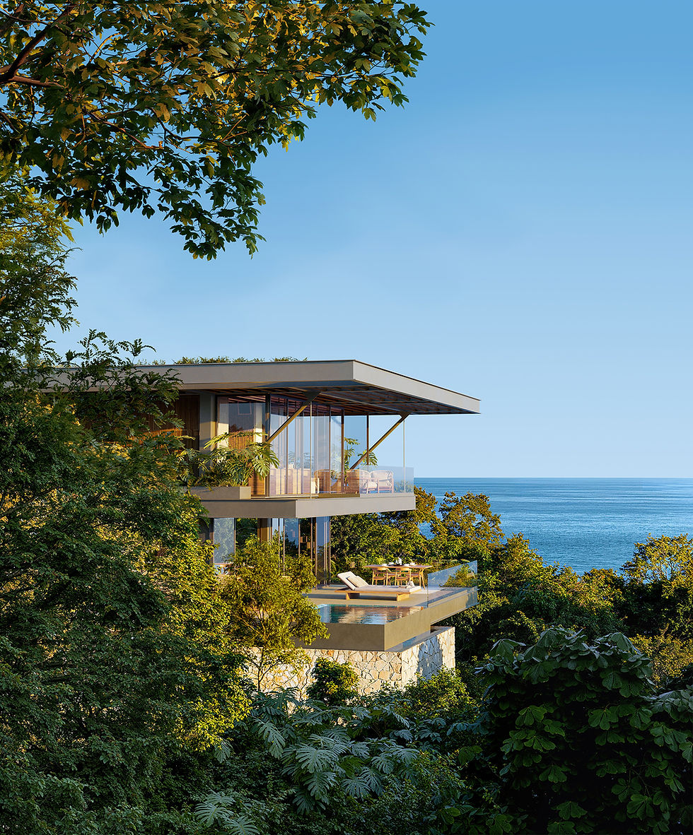 Außenansicht eines modernen Wohnhauses mit Garten – CGI Architekturvisualisierung