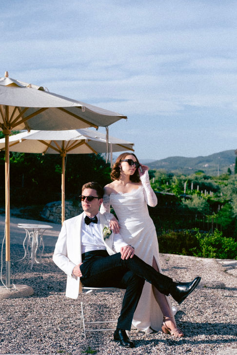 Destination wedding photographer Amalfi Coast – editorial couple portrait overlooking the sea
