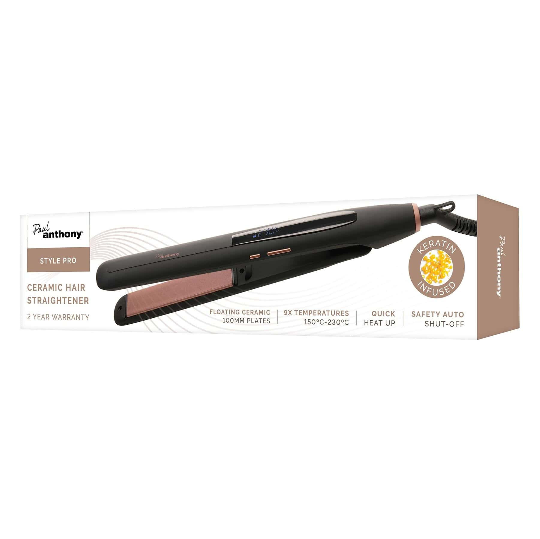 Paul Anthony Stylepro ceramic hair straightener with keratin