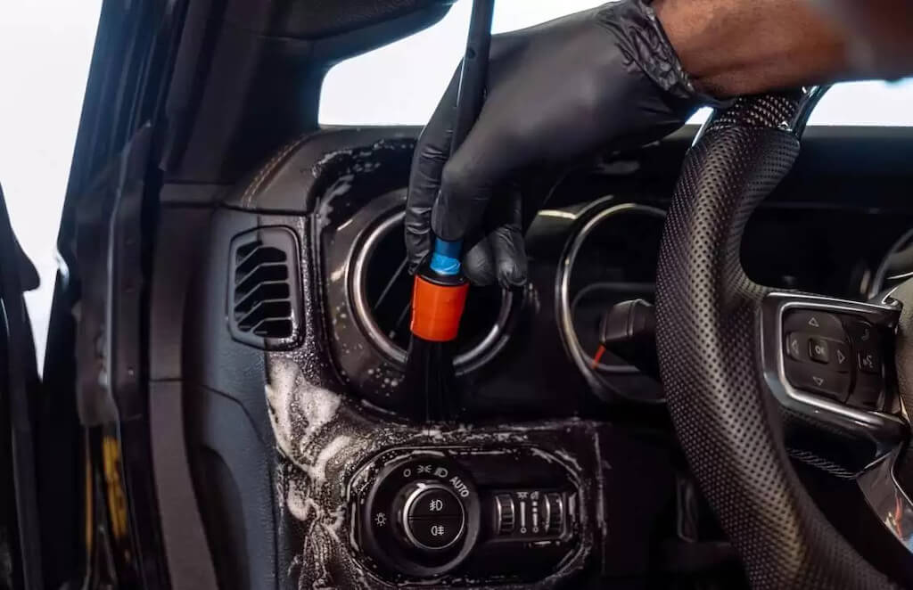 Vehicle interior being detailed