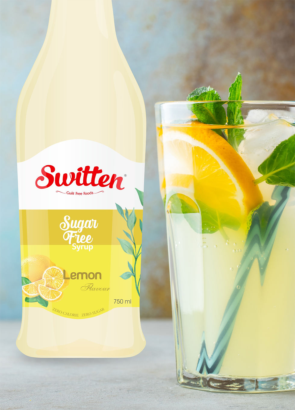 sugarfree lemon syrup mocktail frappe