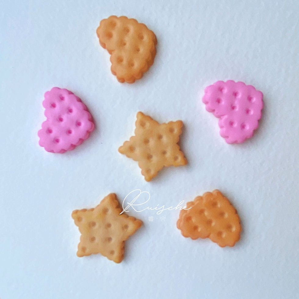 Thumbnail: Star and heart biscuits (3pcs) - Decoden supplies charms and cabochons