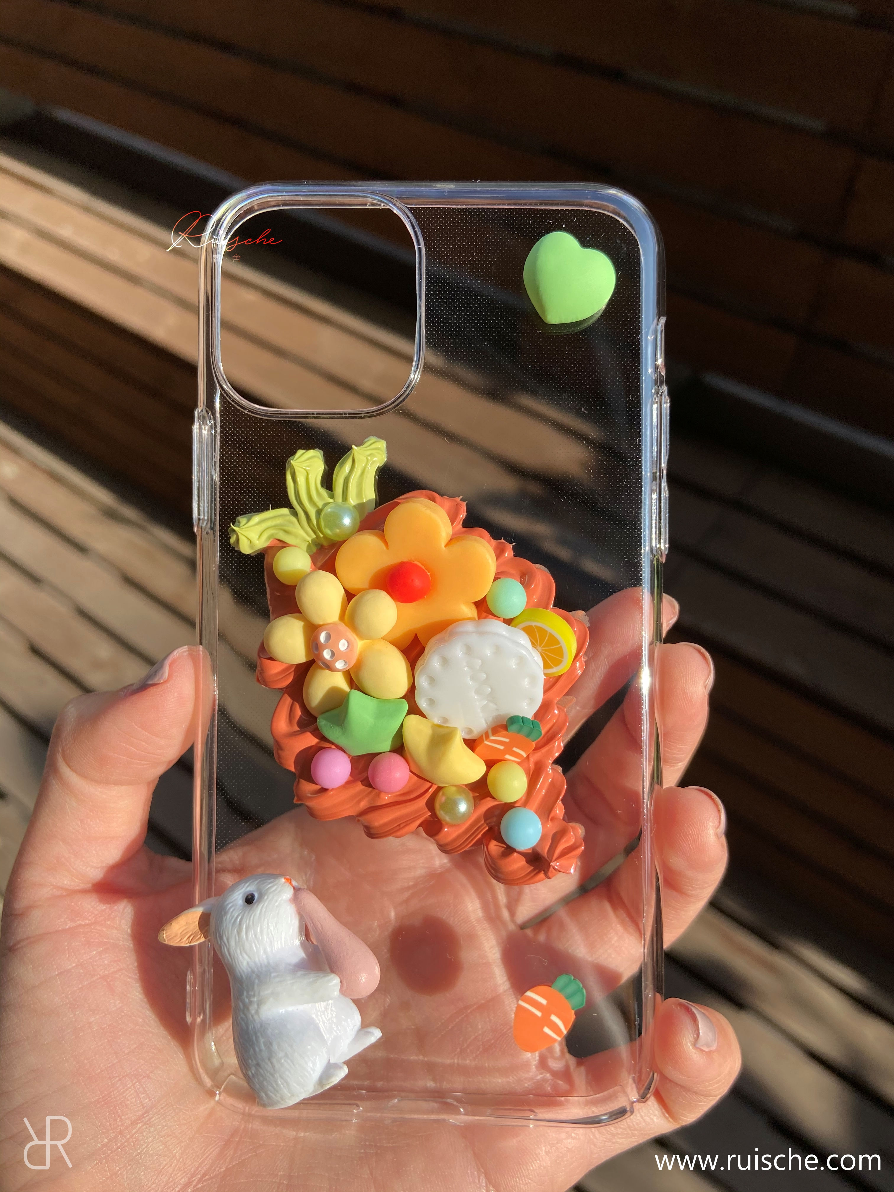 Decoden phone case - Bunny and carrot