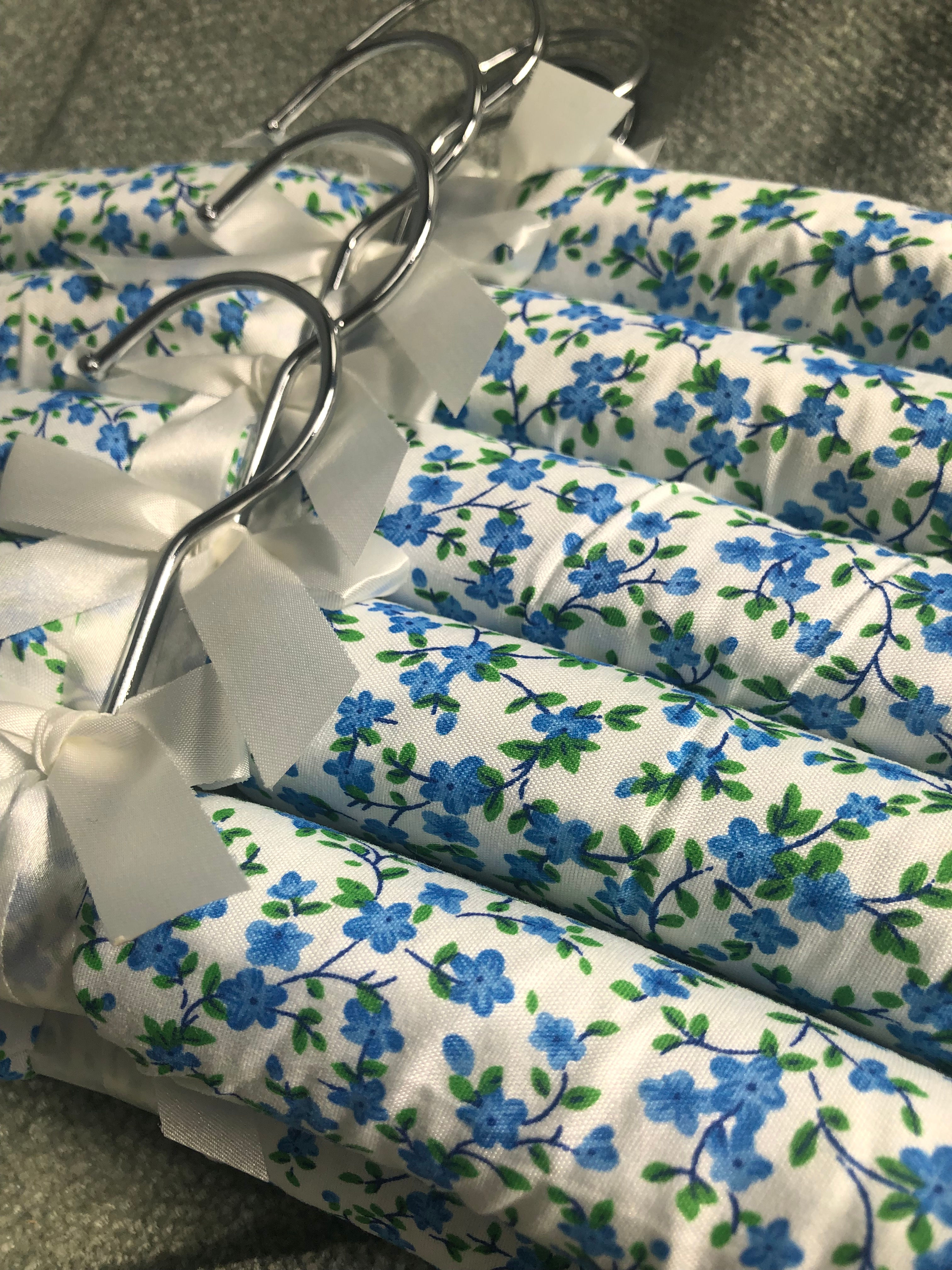 Pretty Blue Flower  ~  Cushioned Clothes Hangers