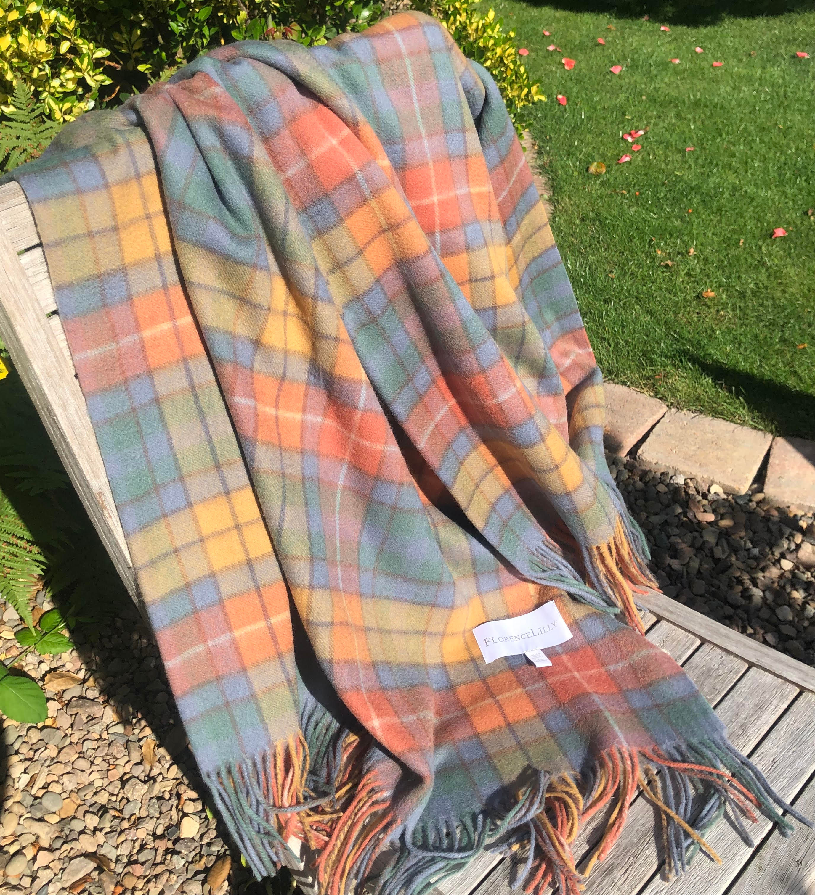 Colourful Multi Check Lambswool Blanket/Throw