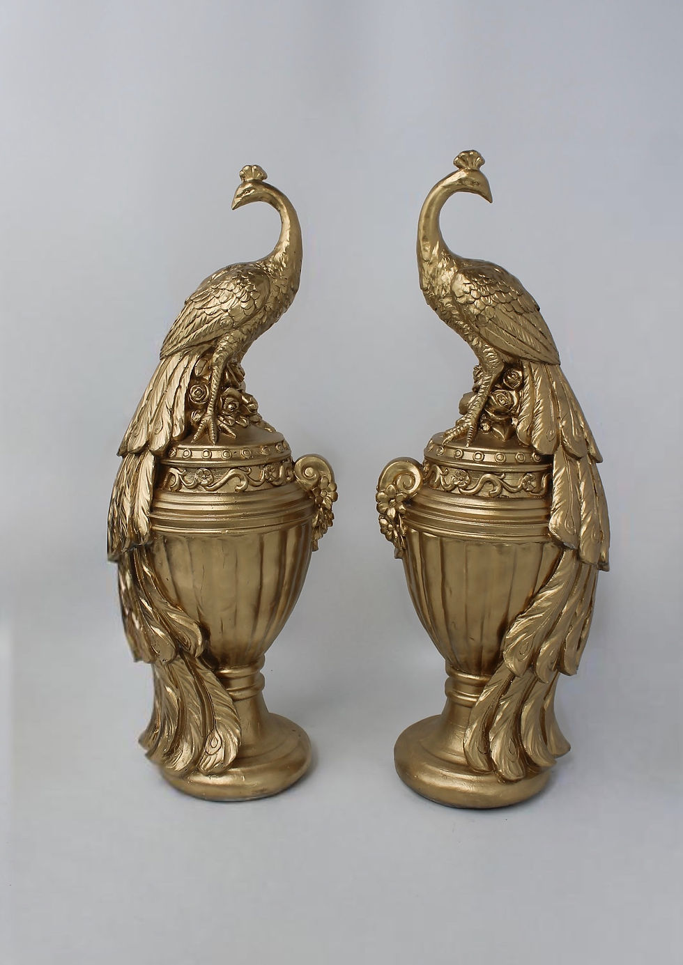 Gold Peacock Urns