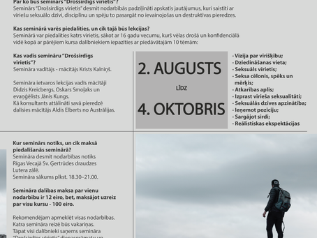 Seminārs “Drošsirdīgs vīrietis”