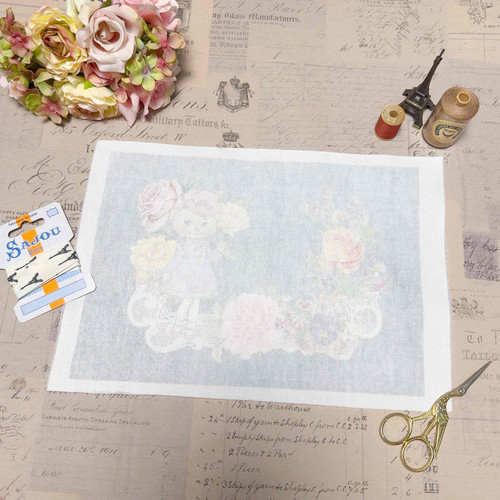 CollageCollage】大サイズ ブルージュ・ねこさん花｜シャビーダーク