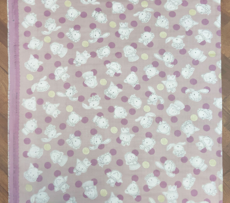サムネイル： 【生地ﾀﾞﾌﾞﾙｶﾞｰｾﾞ】Dottie Bearアズキミルク／生地幅×30cm