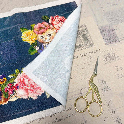 CollageCollage】大サイズ ブルージュ・ねこさん花｜シャビーダーク