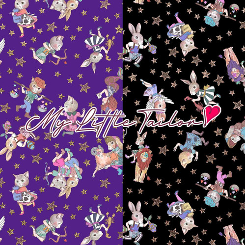 ミニ柄】星座柄StarryNight・ブラック、パープル2色Set｜受注