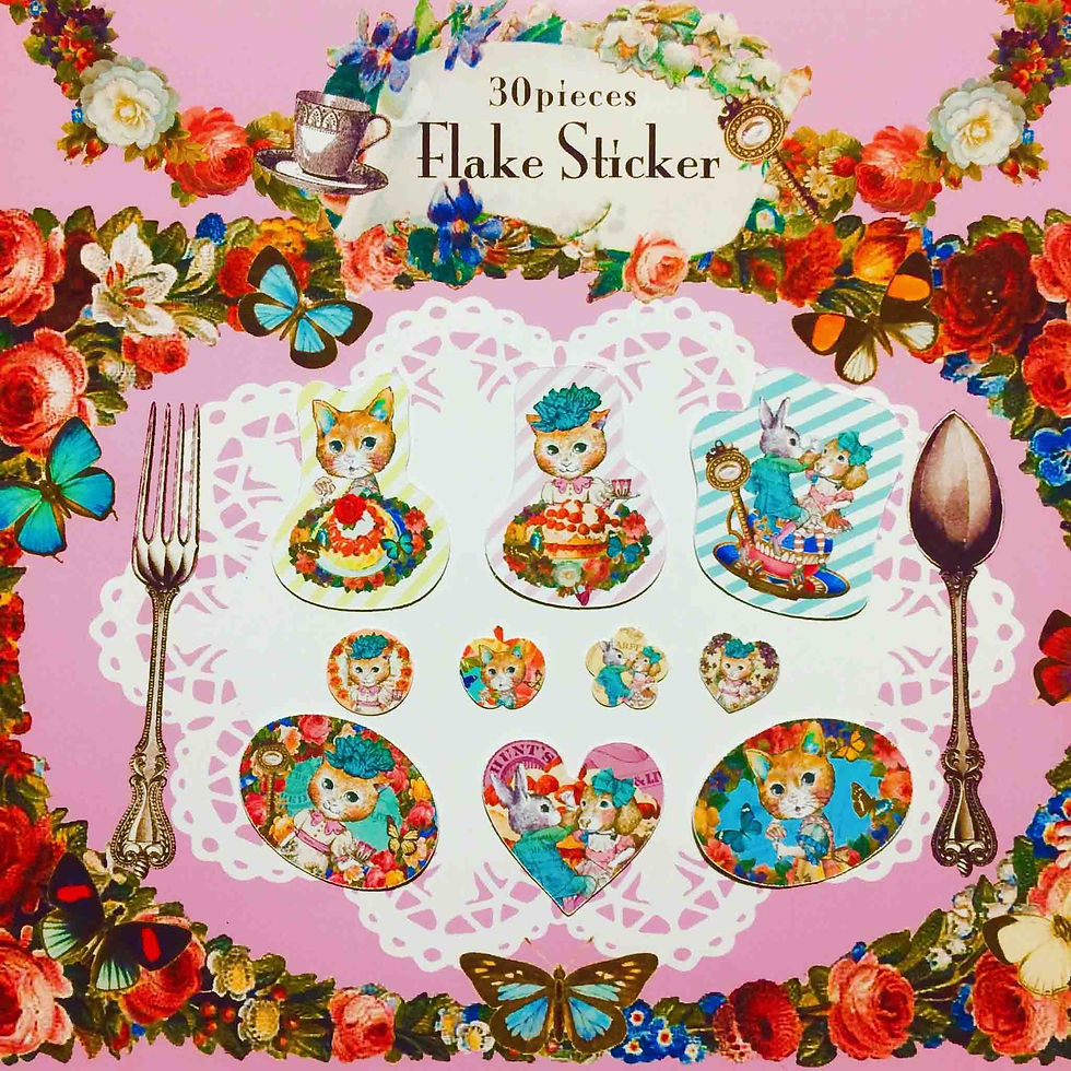 【雑貨】手作りフレークシール（ねこピンク）