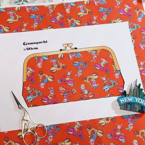 SOLD◆ハンドメイド ポーチ ジョリーフルール スクーター 猫 赤 オレンジ SOLD◇ハンドメイド ポーチ ジョリーフルール スクーター 猫 赤 オレンジ