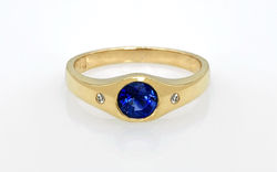 14KY Ceylon Sapphire and Diamond Gypsy Set Ring
