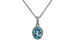 14KW Aquamarine Pendant with Diamond Halo