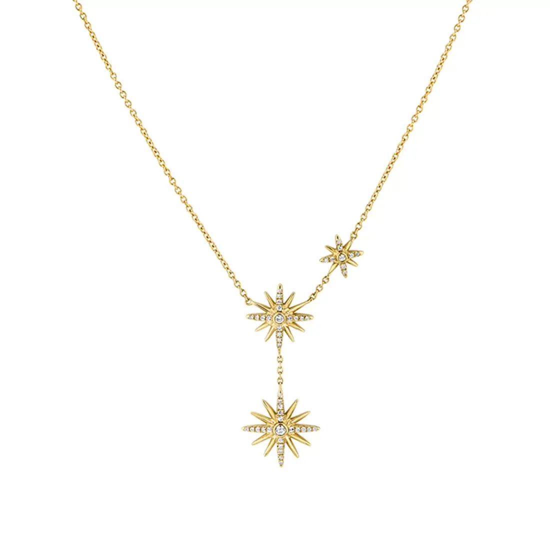 Sylvie, 14KY Solaz Spaced Diamond Sun Bursts Necklace