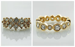 A customer's original ring on the left was used to redesign and create the ring on the right.