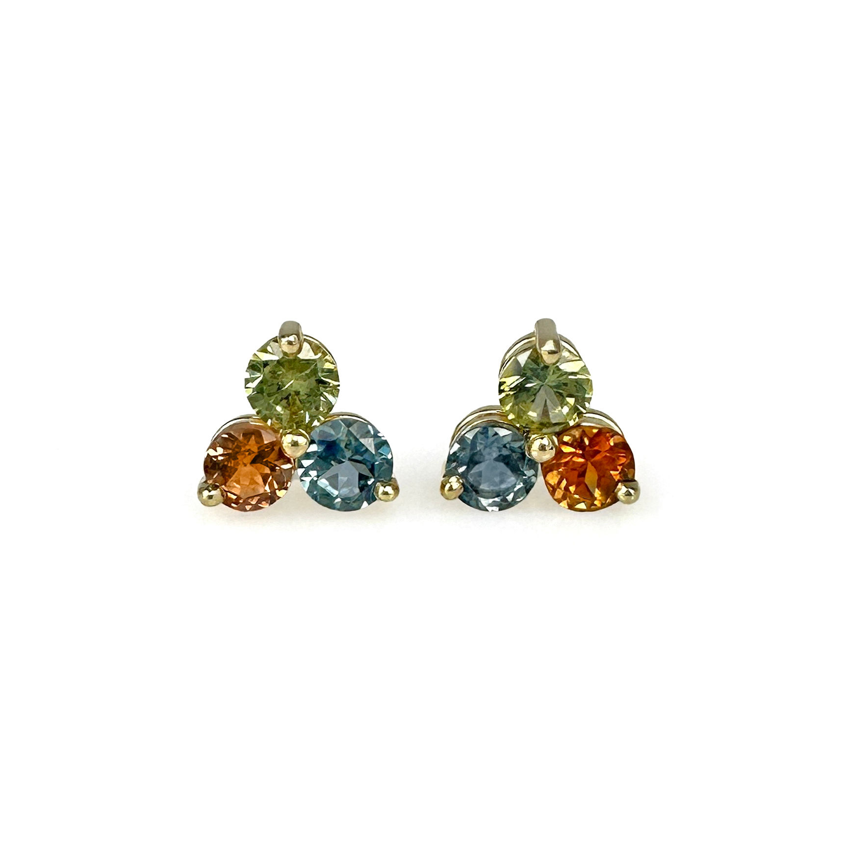14KY Montana Sapphire Multicolor Cluster Stud Earrings