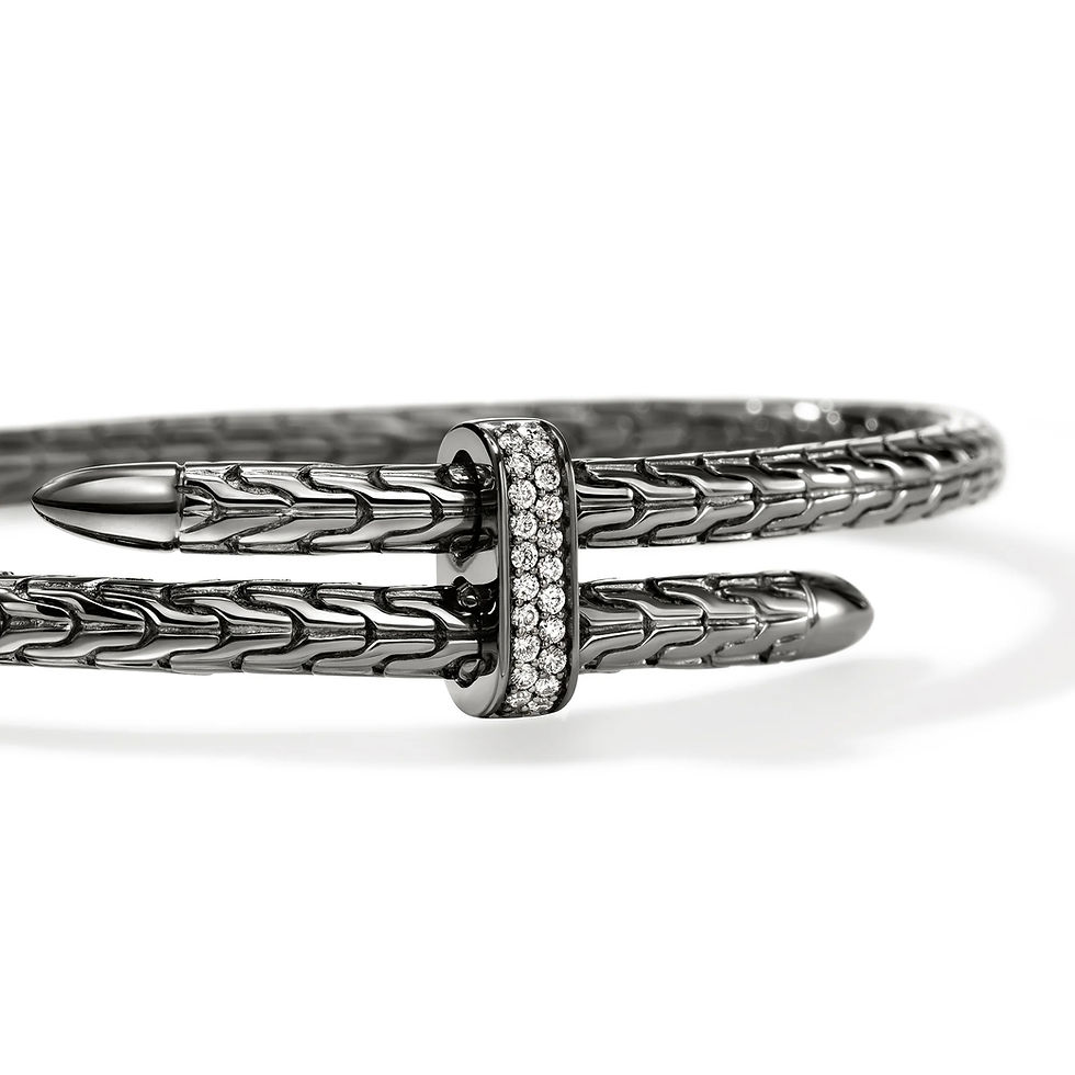 Thumbnail: John Hardy, Spear Flex Cuff, Sterling Silver (w/ Black Rhodium), Diamonds, Slim