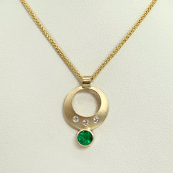 14KY Emerald and Diamond Pendant