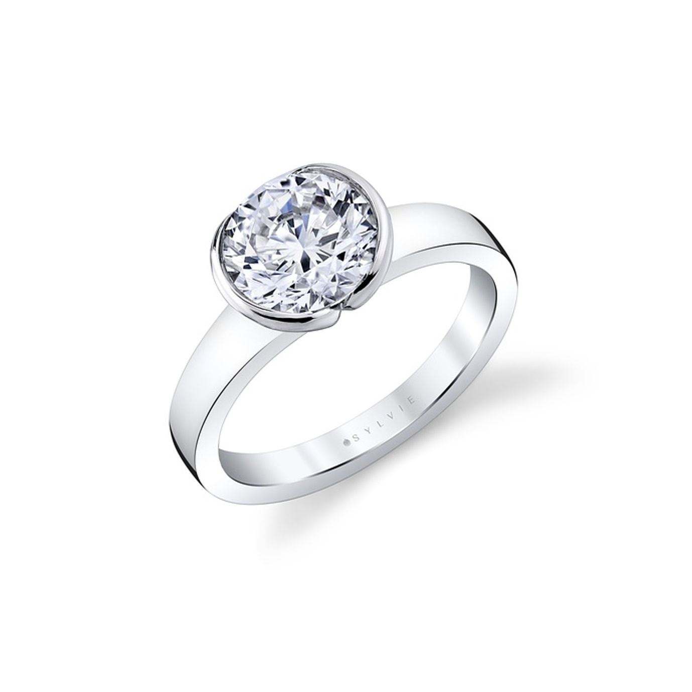 Sylvie, 14KW Semi Bezel Diamond Engagement Ring
