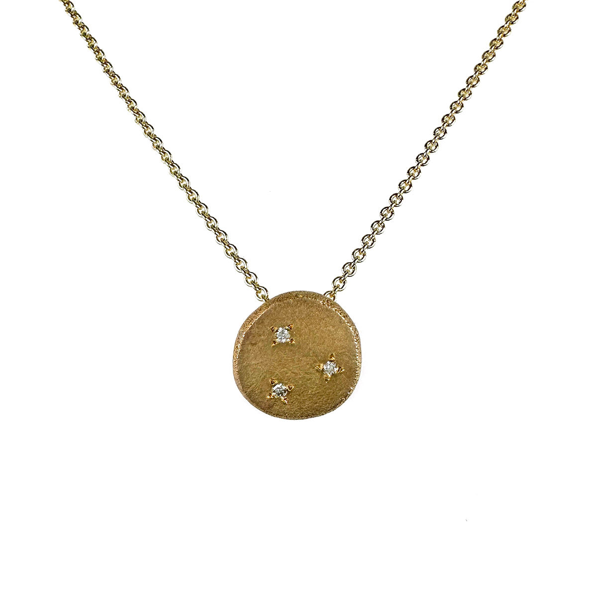 14KY .02 Carat Diamond Pemi Pebble Pendant