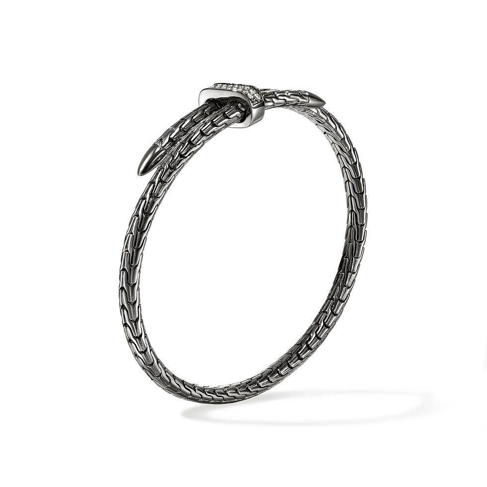 Thumbnail: John Hardy, Spear Flex Cuff, Sterling Silver (w/ Black Rhodium), Diamonds, Slim