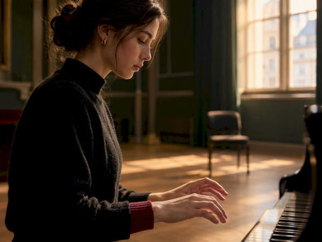 Pianist breathing before an exam performance