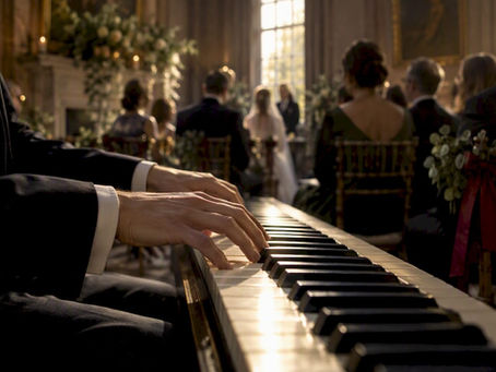 Pianist playing intimate wedding ceremony