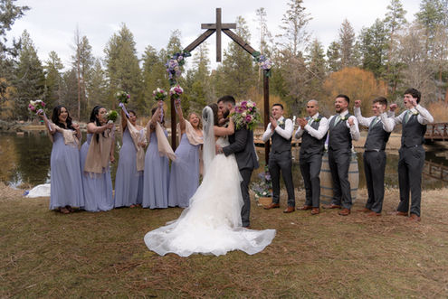 Bridal Party celebrate at Apsen Hall in Bend, OR