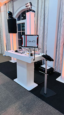 White DJ Console with turntables
