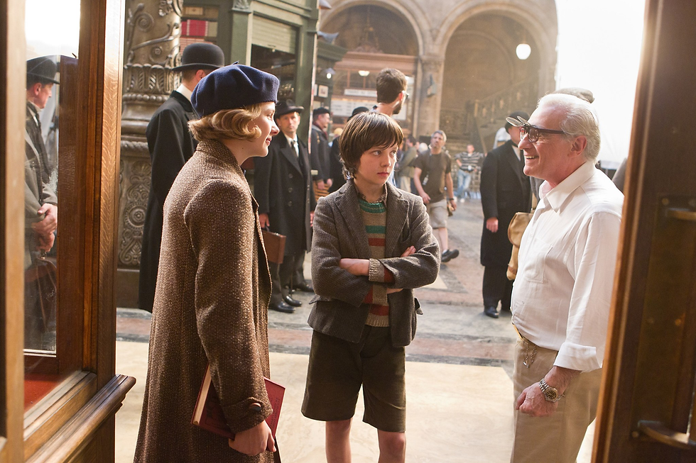 Martin Scorsese no set de A Invenção de Hugo Cabret - 2011