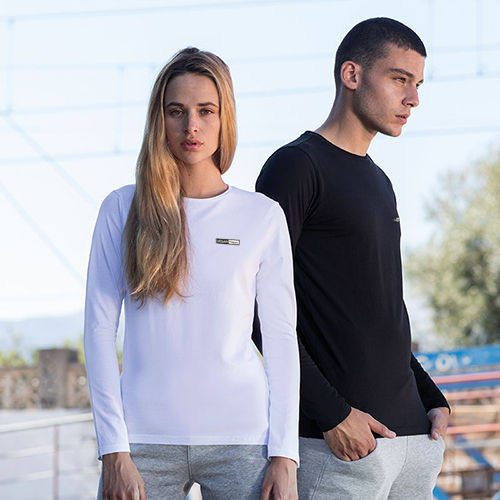 Vegan long sleeve t-shirt with subtle vegan logo from Vegan Happy Clothing in 5 colours