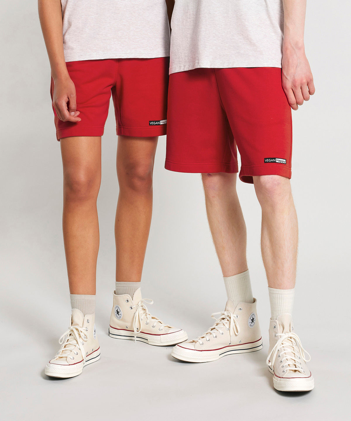 Vegan Trainer 2.0 Unisex Terry Shorts in red from Vegan Happy Clothing
