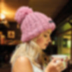 Vegan Hand-Knit Chunky Beanie in dusky pink with subtle vegan logo from Vegan Happy Clothing