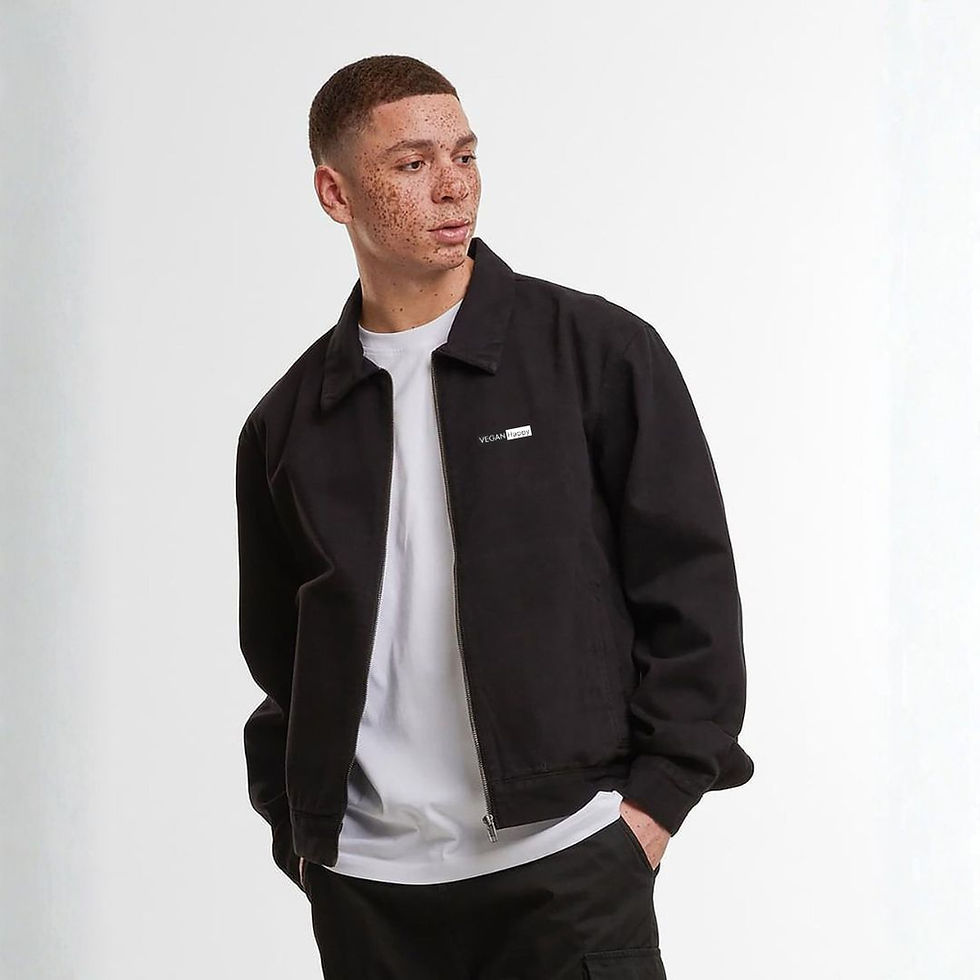Vegan Daytime Casual Jacket Unisex 100% Cotton in black from Vegan Happy Clothing with subtle vegan logo