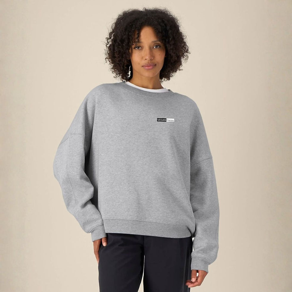 Vegan Women's Stella Lianna Sweatshirt in grey with subtle vegan logo from Vegan Happy Clothing