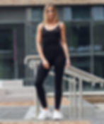 Vegan Women's Unitard shown in black on female model from Vegan Happy Clothing