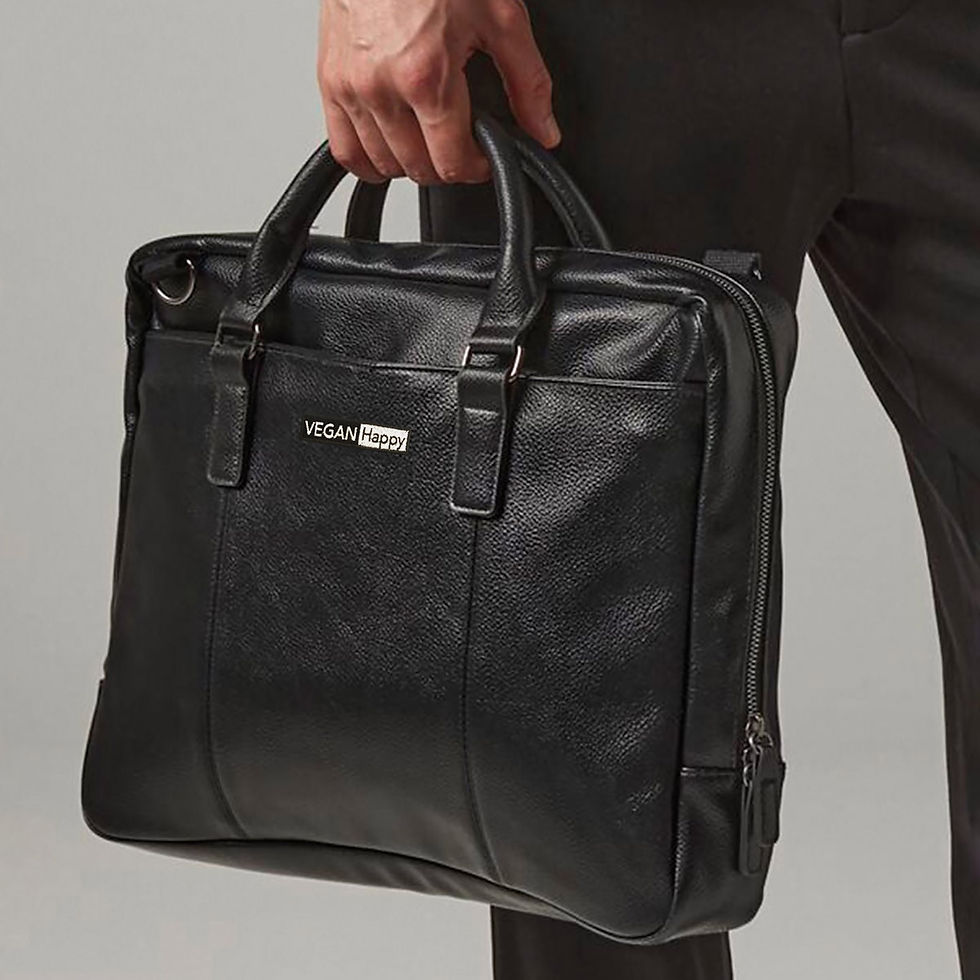 Vegan NuHide® Slimline Laptop Bag with subtle vegan logo from Vegan Happy Clothing