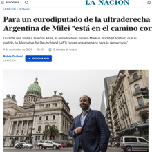 Para un eurodiputado de la ultraderecha alemana, la Argentina de Milei “está en el camino correcto”