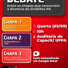 Debate entre as chapas que concorrem à diretoria do Sindtifes-PA