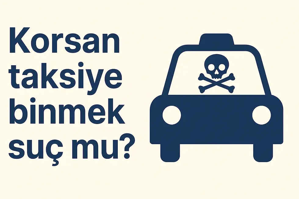 Korsan taksiye binmenin suç olup olmadığını sorgulayan bilgilendirici grafik tasarım
