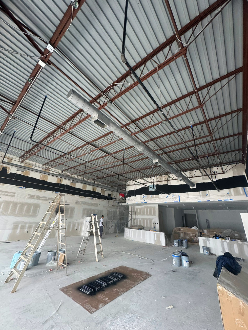 commercial metal roof interior before painting