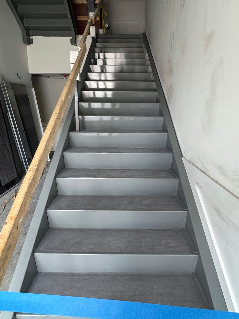 newly painted metal stairs after installation
