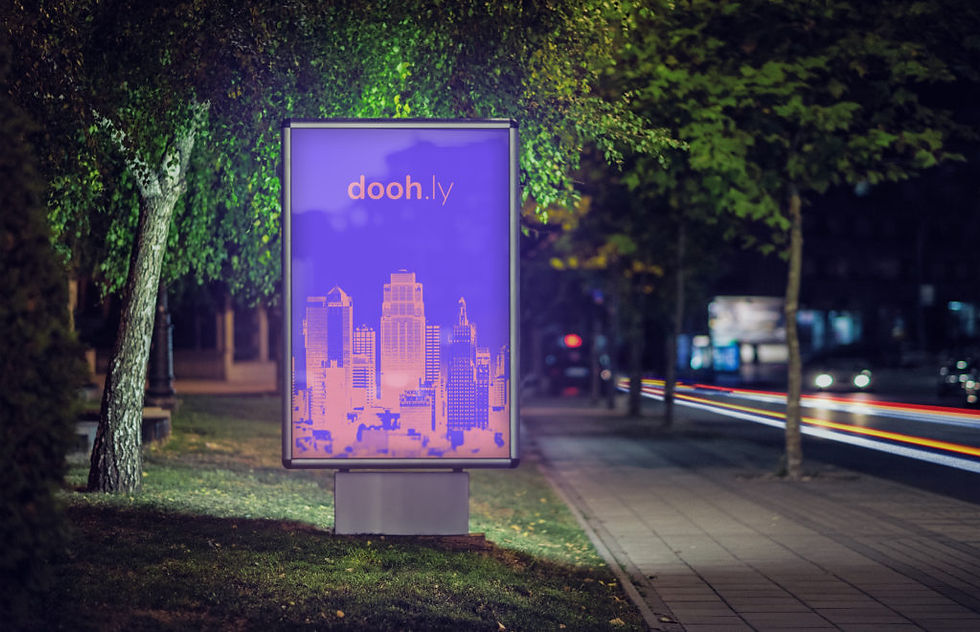 Doohly digital signage in park at night